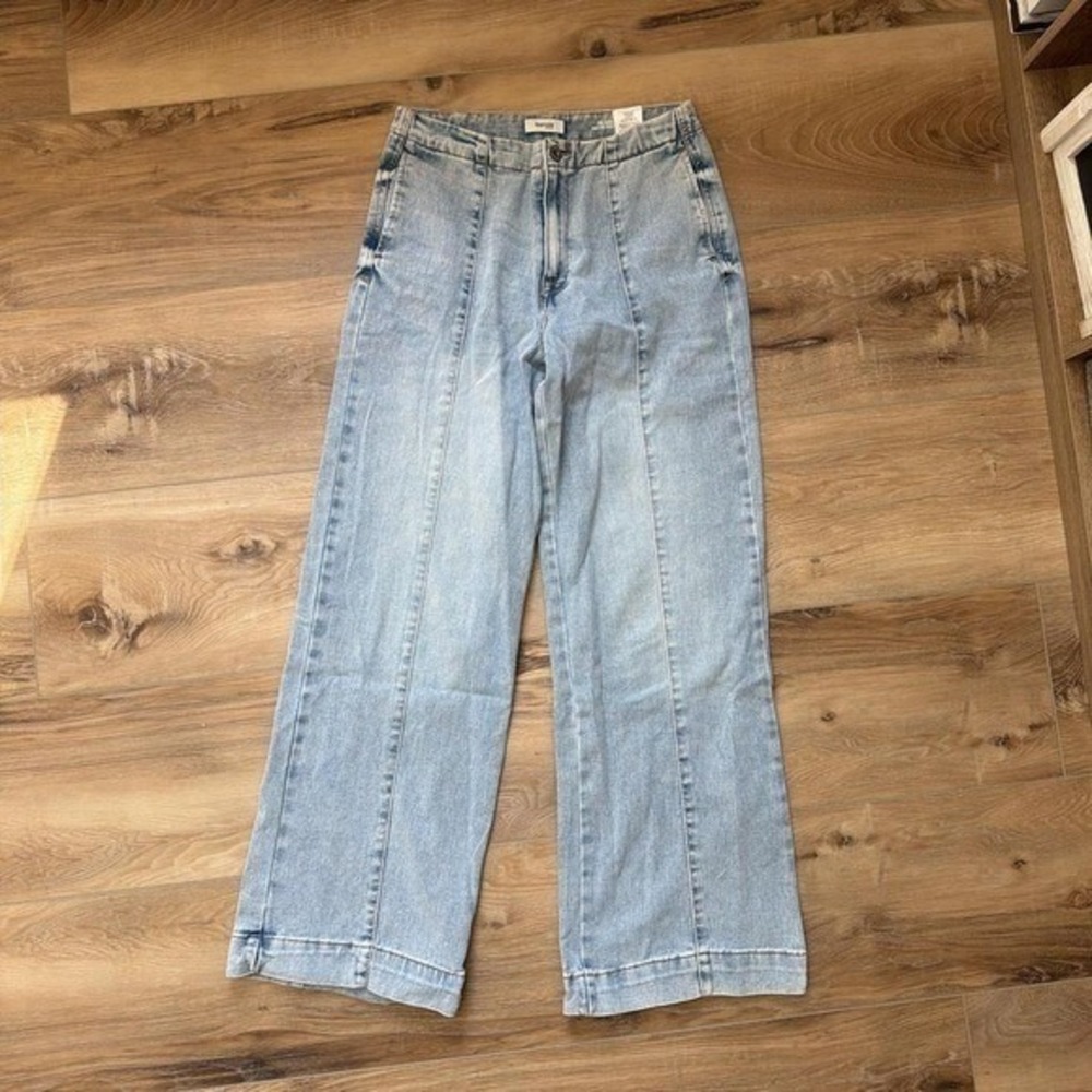 Kensie Wide Leg Jeans High‎ Rise Trouser Light Wash Denim Womens 26 Stretch